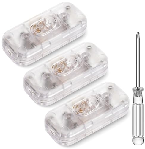 AXFEE 3PC Interruptor de Cable en Línea,6A 250V,Botón Torpedo,Transparente | Interruptor de cable en línea botón, fácil instalación en línea, para electrodomésticos pequeños o lámparas