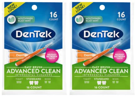 Dentek Easy Brush Plaque Cleaning Brushes - 16 EA (Pack of 2)