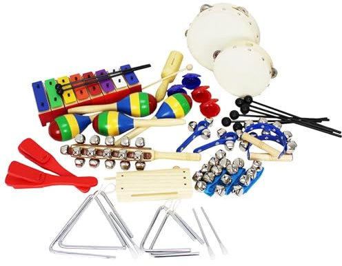 A-Star 35 Piece Percussion Set with Storage Box, Educational Musical Instruments for Children Key Stage 1