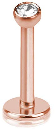viva-adorno® 1 Stück Lippenpiercing Piercing Micro Stecker Zirkonia Innengewinde Größen Z399, Rosegold 6mm