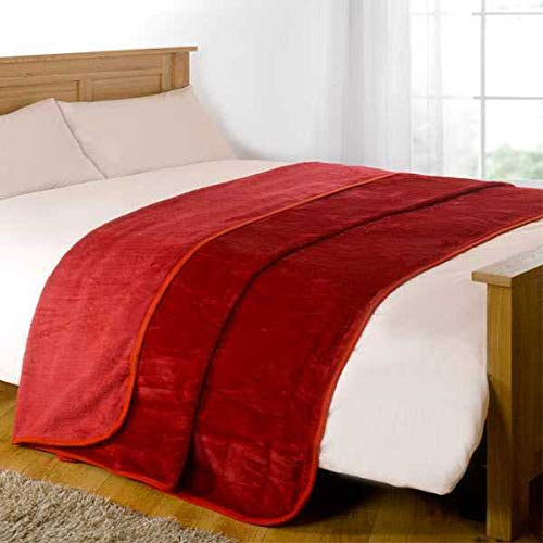 Knight's Bridge® Faux Fur Blanket Throw Mink Sofa Bed Luxury Soft Single Double King Size Warm Large (Red, 150 x 200 cm)