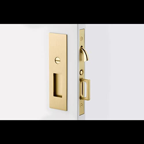 Emtek Mortier de porte de poche – Mode rectangulaire étroit, moderne Laiton satiné