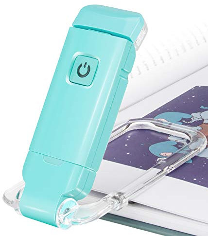 HONWELL LED Clip Leselampe Buch Klemm, Leselampen für Bücher im Bett, weiches Augenpflegelicht, USB wiederaufladbar Nachtlicht, 2 Helligkeit einstellbar für Augenschutz, Kinder, Blau