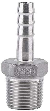 Connettore Portagomma in Acciaio Inossidabile Raccordo Filettato Maschio per Tubo Adattatore Barb Connettore per Tubo Flessibile (3/8=*8mm)