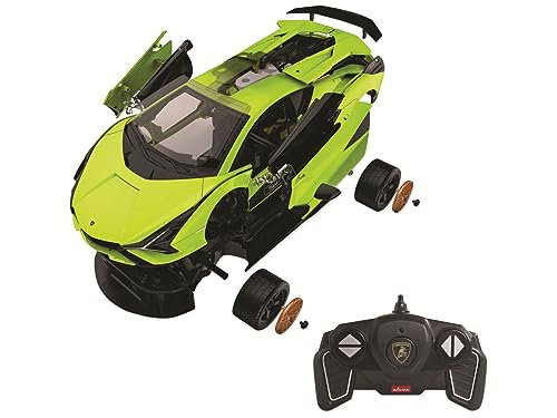 JAMARA 403129 - Lamborghini Sián FKP 37 1:18 2,4GHz Bausatz - Teile Werden gesteckt, kein Werkzeug od. kleben nötig, detailgetreuer Innenraum, Türen manuell öffnen, grün