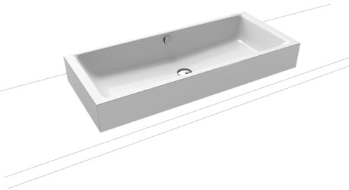 Kaldewei Aufsatzwaschtisch Puro S 3176 (mit Überlauf) inkl. Perl-Effekt, Überlaufgarnitur, Schallschutz und 1x1 Hahnloch 90 x 38,5 cm Randhöhe 12 cm alpinweiß