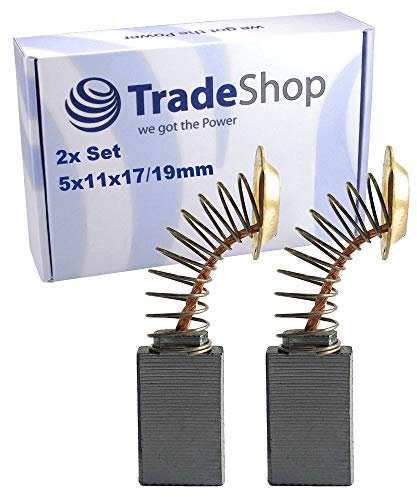 Trade-Shop Lot de 2 balais de charbon 5 x 11 x 17/19 mm pour ponceuse à bande Makita 9403 9404 9902 9903 9920 9403J 9500D 9921 Scie circulaire 5017RKB 5603R 5604R 5703R
