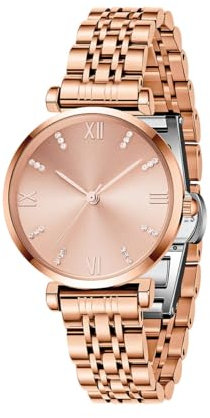 TIME100 Montres à Quartz Analogique pour Femme en Or Rose Étanche Bijoux Personnalisés Montre Pas Cher Bracelet en Acier Inoxydable pour la fête des Mères
