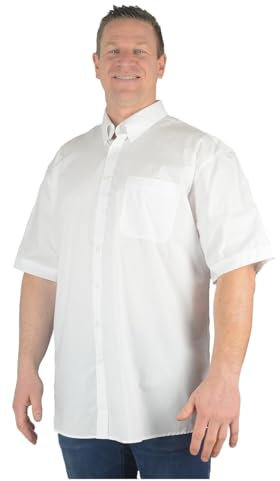 Espionage Big Mens White Markham Short Sleeve Plain Shirt Casual Office Business Long for Sizes 2XL 3XL 4XL 5XL 6XL 7XL 8XL, Size : 3XL