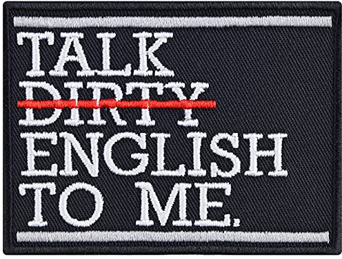 Lustiger Aufnäher Talk ENGLISH to me! Aufbügler Biker Patch USA Bügelbilder Sticker zum aufbügeln/annähen Motorradzubehör Applikation für alle Stoffe | 80x60mm