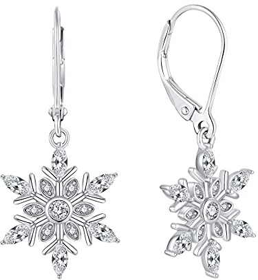 JO WISDOM Ohrringe Hängende Schneeflocke Silber 925,Ohrringe Damen mit 3A Zirkonia,Schmuck für Frauen