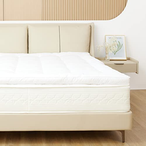 Sweetnight 6 cm Topper Materasso 150x190 Microfibra, Topper Materasso Matrimoniale Extra-Morbido e Facile da Pulire, Supporto Rimovibile, Bianco