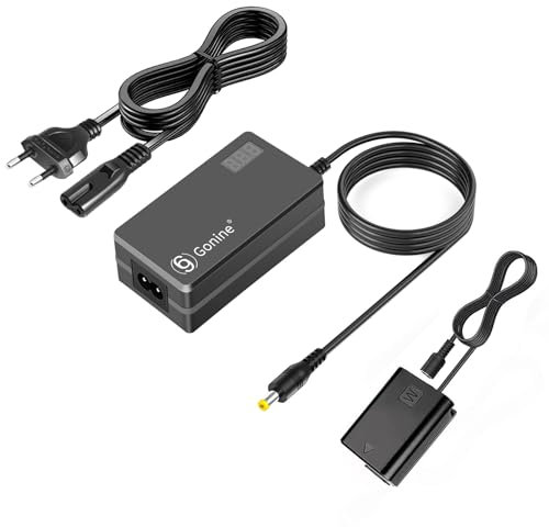Gonine AC-PW20 Netzteiladapter mit LCD-Display NP-FW50 DC Coupler Kit für Sony Alpha A6000 A6100 A6300 A6400 A6500 A5100 A7 A7II A7RII A7S A7SII ZV-E10 RX10II III IV NEX3/5/6/7 Kameras