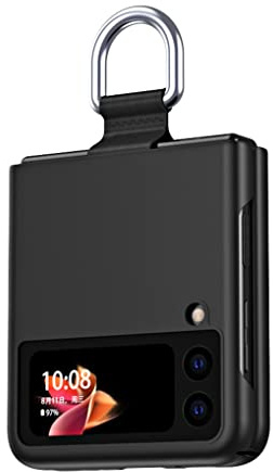 SEAHAI Case for Samsung Galaxy Z Flip 3 5G (Z Flip3 5G), Ultra Thin Premium PC Matte Finish Anti-Scratch Cover, Silky Touch Feeling Phone Case with Ribbon and 360 Degree Ring - Black