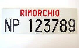 TARGA DUPLICATO RIMORCHIO ALLUMINIO CON STAMPA UV - TOP QUALITA' GARANZIA 20 ANNI - REPLICA DEL ORIGINALE (34X11 CM)