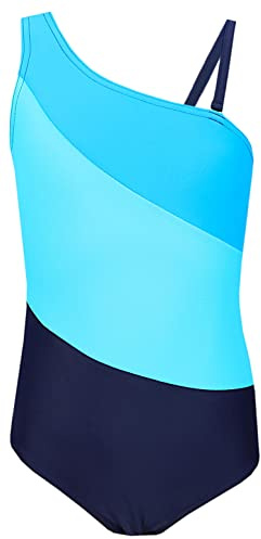 Aquarti Mädchen Badeanzug | Schwimmanzug mit Spaghettiträgern Streifen Sport Chlorresistent Print
