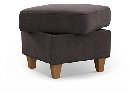 CAVADORE Stauraum-Hocker Wyk / Polsterhocker im Landhausstil, als Beistellhocker oder Fußhocker / 58 x 48 x 58 / Chenille, Braun