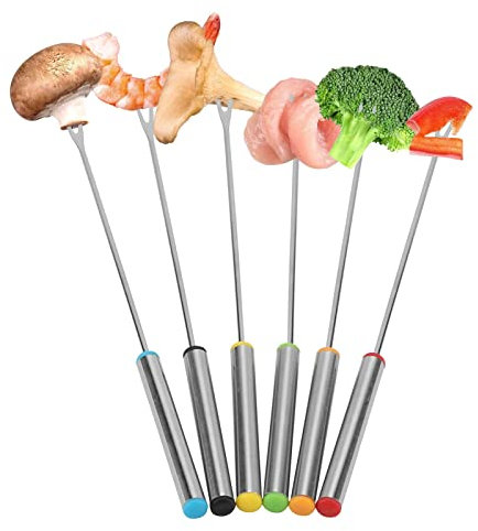 6 Stück/Set,Fondue-Gabeln, Edelstahl, Schokoladen-Käse-Dessert, Fondue-Topfgabeln, Wiederverwendbare Ondue-Gabel, Küchenwerkzeug, Geschirr für geröstete Schokoladen-Desserts