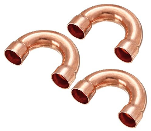sourcing map Raccordo a gomito a forma di U in rame a 180 gradi per saldatura a sudore, connessione a saldatura, diametro interno 12,7 mm o 1/2 per HVAC, sistema di refrigerazione dell'aria