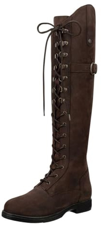 SUEDWIND FOOTWEAR Winter Reitstiefel Longford Waterproof 36-42 | Lederstiefel zum Reiten – Damen Stiefel mit Polo-Schnürung, Reißverschluss & Winter-Teddyfell