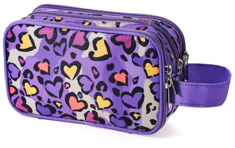 Hapycat Trousse de toilette pour enfants pour filles, Léopard violet