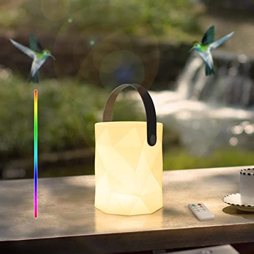 FUYO Outdoor Tischlampe Kabellos Tragbare Mehrfarbiges LED Tischleuchte mit Akku Dimmbar 7 RGB Farben Wiederaufladbare Lampe IP44 wasserfest Tischlampe für Außen Terrasse Garten Schlafzimmer.