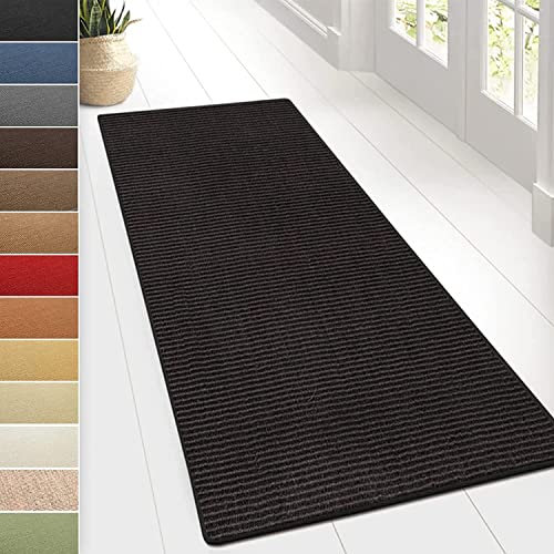 KARAT Sisal Teppich - Teppichläufer 80 cm breit - Naturfaser Läufer - Teppich für Wohnzimmer, Flur, Schlafzimmer - Sisalteppich Sylt (80 x 200 cm, Schwarz)
