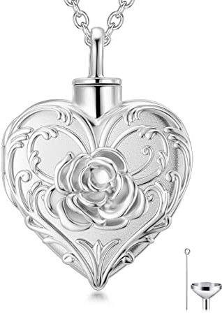 SOULMEET Weißgold/Roségold/Gelbgold, personalisierbar, echtes Gold, Baum des Lebens/Schmetterling/Rosé-Herz-Medaillon für Asche, um menschliche Hunde, Katze in Erinnerung zu halten, Metall