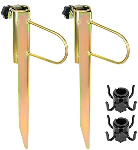 Delisouls Sonnenschirmhalter aus Stahl,Bodenhülse für den Garten,Rasendorn für Sonnenschirme,Erdspieß Sonnenschirm mit Haken Rasendorn,Schirmständer mit Handgriff,Erdspieß mit Stockdurchmesser Ø 36mm
