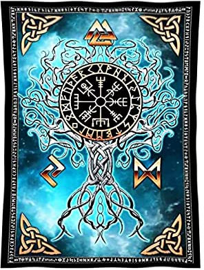 Honatrv Wandkunst, Wandteppich Wikinger, Nordische Wikinger Wandteppich, Wikinger Deko Wand, für Schlafzimmer, Geschenk, Wohnungs Deko, 150x100cm