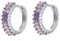 GOLDENCAT Pendientes Magic Plateados, Pendientes Aro Circonitas, Aros Pequeños con Piedras, Argollas Zircon, Aretes, Diámetro aro 15 mm, Grosor del aro 2 mm, Plata de Ley 925, Zircon Violeta