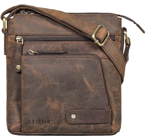 STILORD 'Cameron' Kleine Leder Umhängetasche Vintage Messenger Bag Ledertasche DIN A5 8,4 Zoll Tablettasche Handtasche Cross Body Bag Retro Ledertasche, Farbe:colorado - braun
