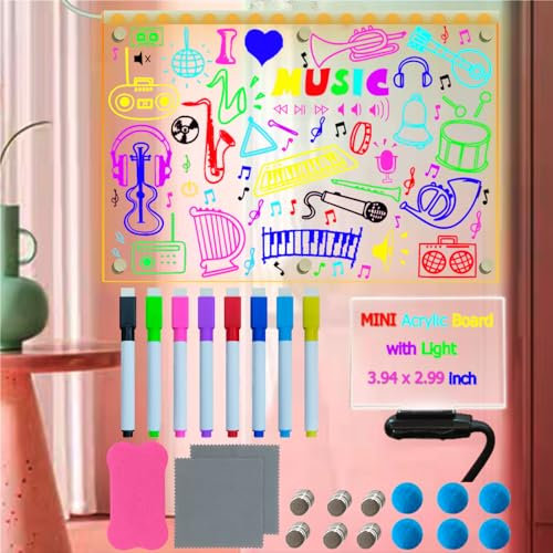 Fanrui Magnetische LED-Notiztafel aus Acryl, 40 cm x 30 cm, mit dimmbarem Licht für Kühlschrank, beleuchtete Tafel als leuchtende Memo-Nachrichtentafel, Notiz-Glas-LED-Board, DIY-Zeichenbrett,