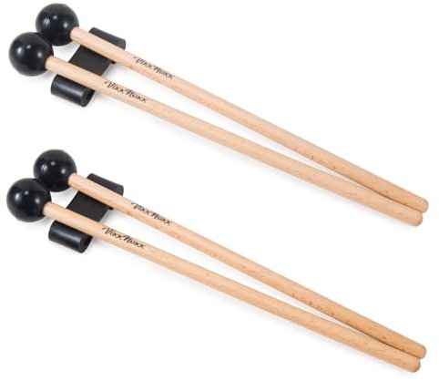 VixxNoxx 4 Pc Baguettes de Xylophone/Maillets de Tambour en Caoutchouc 9,45 in/24 cm avec 2 Pcs Porte Baguettes Mailletss de Glockenspiel Baguettes de Percussion en Bois