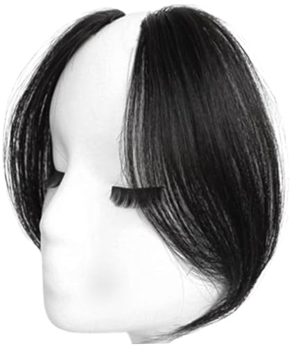 Seitenbalken Clip in Haare Perücken 2pcs Clip auf Pony for Women 9,8 Zoll lang natürliche aussehende falsche Pony Fransen Haarverlängerungen Natural Schwarz