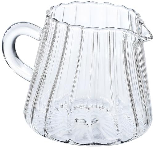 MUCKLILY Jarra De Cristal Para Leche, Jarra De Vidrio Para Espumar Leche, De e Transparente, Taza De, 200ml, Vidrio De Borosilicato, 9.8x7.2x6.4cm, Para Hogar Y Restaurante