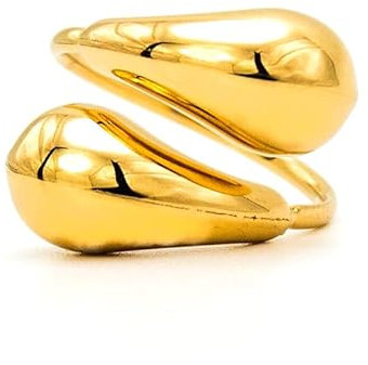 Only faith Damenring, Tropfen, vergoldet, verstellbarer Ring, offene Tränen, Wassertropfen für Damen, Modeschmuck, Edelstahl, Edelstahl, Kein Edelstein