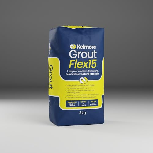 Kelmore Coloured Grout Flexible Grout for Walls, Floors - Choice of 17 Colours (Dark Grey, 3kg)