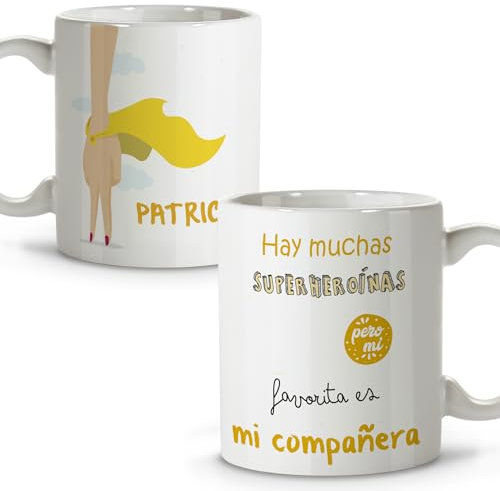 LolaPix Despedida trabajo. Taza personalizada. Tazas de cafe. Regalo compañera trabajo. Detalles compañeros de trabajo. Taza cerámica 330 ml.