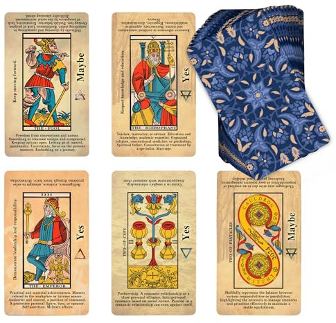Witchy Cauldron Baraja de tarot de Marsella inglesa para principiantes, cartas ilustradas con significados para una fácil interpretación, aprende a leer el tarot con la clásica baraja de Marsella