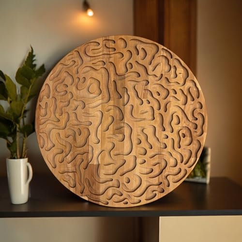Slidix Akustikpaneele Wandpaneele rund Wandkunst Wanddeko Wandskulptur Wanddekor Holz 3