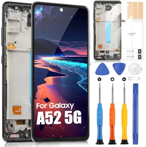 Écran LCD pour Samsung Galaxy A52 5G LCD Display pour Galaxy A52 5G A526B Touch Screen Digitizer Assembly avec réparation Kit (noir avec cadre, pas pour A52 4G, sans empreinte digitale)