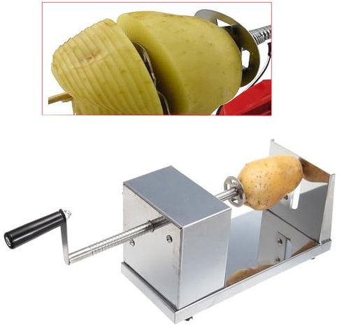 Qussse Spiralschneider Kartoffelschneider aus Edelstahl Kartoffel Fruit Gemüse Spiralschneider für Privathaushalten Restaurants und Imbissbuden