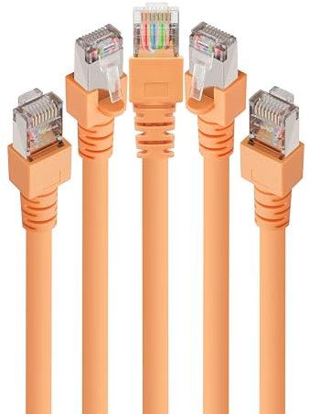 BIGtec 5 Stück LAN Kabel 3m Patchkabel SF/UTP doppelt geschirmt Ethernet Netzwerkkabel gelb