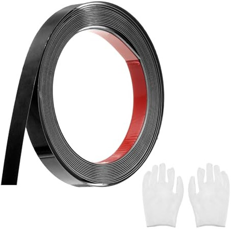 QUARKZMAN Baguette de Moulure en Acier Inoxydable Auto-Adhésive, Noir Brossé, à Coller, avec Gants, Décoration de Moulure pour Miroir Mural, 0,6 x 16,4 Pieds