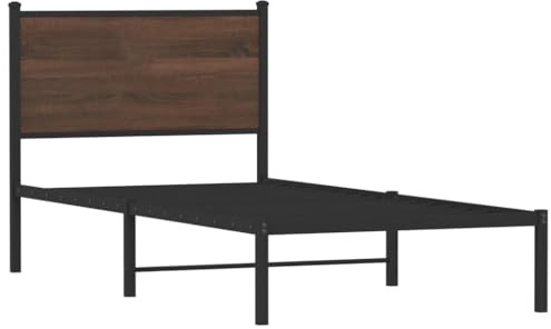 vidaXL Metallbett ohne Matratze Braun Eichen-Optik 80x200 cm