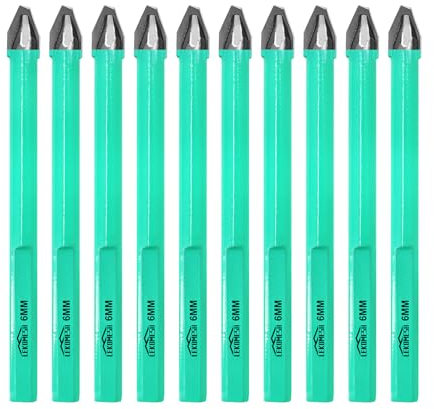 LEKOMESH Masonry Drill Bits Set - 10pcs 1/4(6mm) Concrete Drill Bits Set Ceramic Drill Bit Carbide for for Wood, Plastic, Masonry, Ceramic Tile, Marble, Glass, Triangle Shank