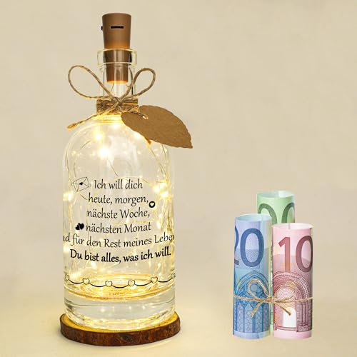 Seutgjie Ich Liebe Dich Geschenke für Frauen/Männer ihn/sie Freund/Freundin Ehemann/Ehefrau Couple Partner Liebesgeschenke für Jahrestag Hochzeitstag Geburtstag Valentinstag LED Flaschenlicht