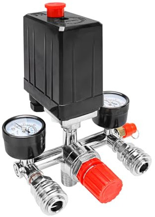 Druckregler 230 V Luftkompressor SChalter, Druckregler Kompressor mit Menometer, G1/2 Druckschalter Druckwächter Für Luftkompressor