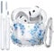 VISOOM Clear Case Kompatibel mit Airpods 4th Generation 2024, Unterstützung drahtloses Aufladen, Stoßfest, Weiches TPU Transparent Reduced Yellowing für AirPods 4 Cases mit Reinigungssatz(Blaue Blume)